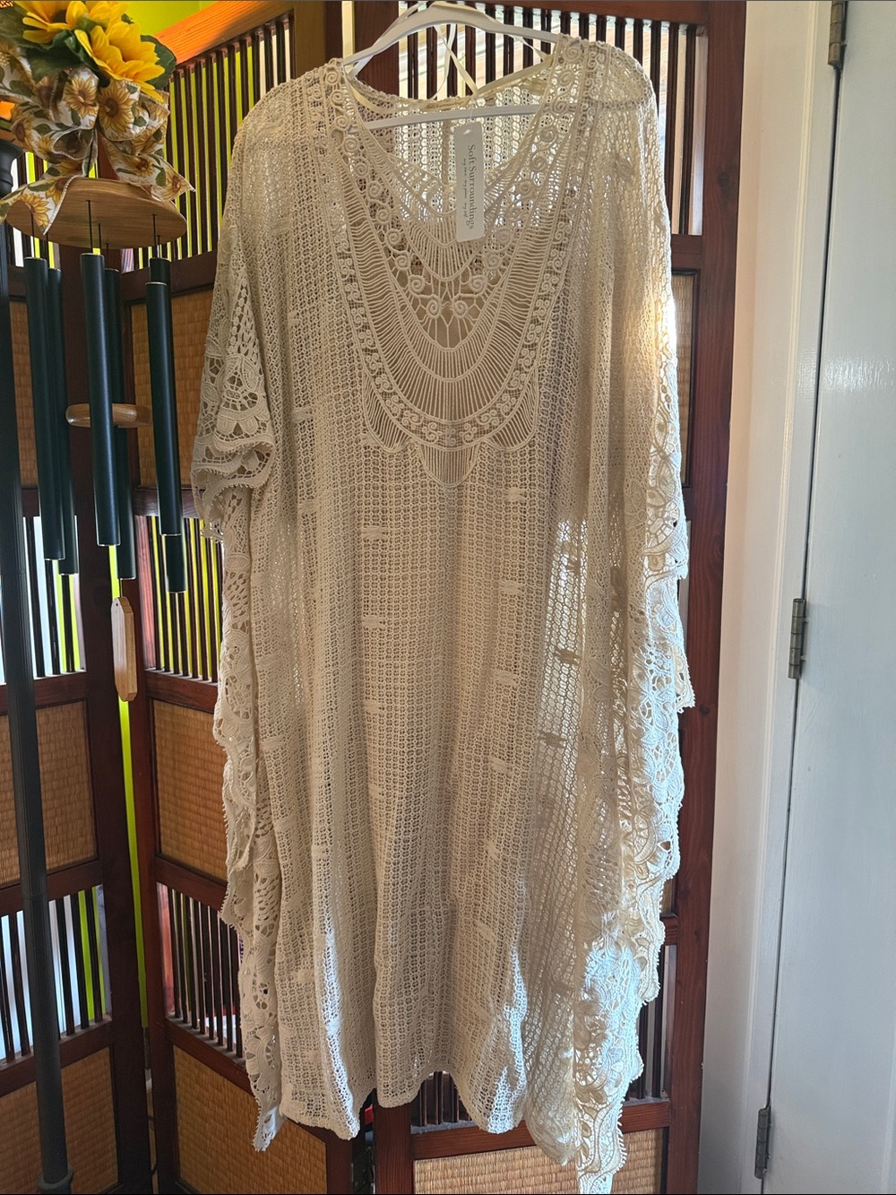 Martinoque Breeze Crochet Kimono - Ivory Openwork Layer. Soft Surroundings NWT